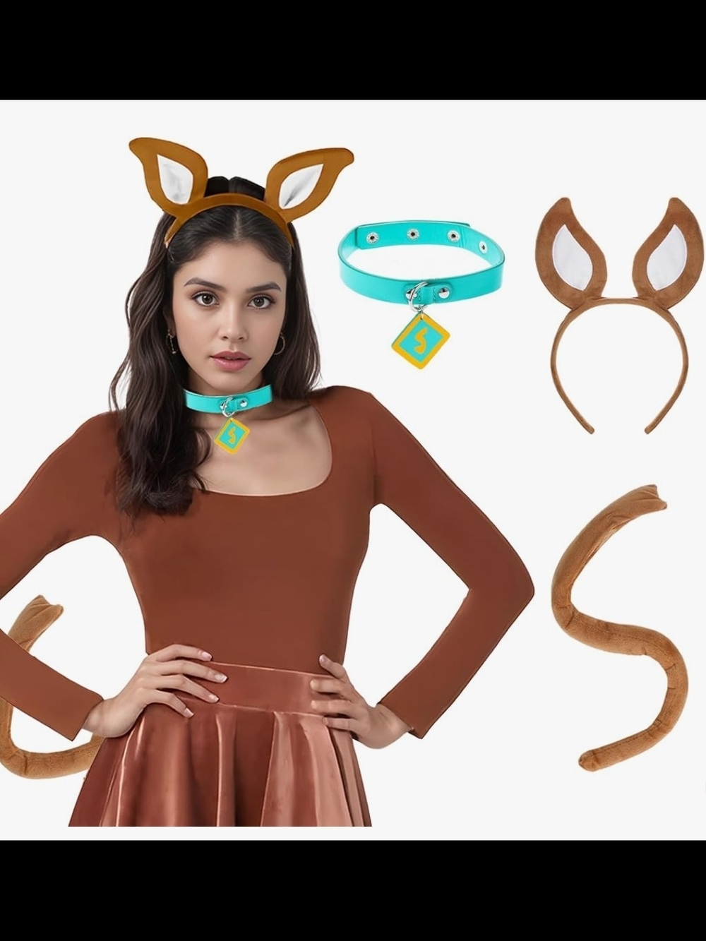 Fun Costume Scooby Doo 4piece. Hair Band, Collar, Nose and Tail Set